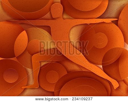 Vector Design Of People Practicing Yoga On Abstract Cubism Backhround