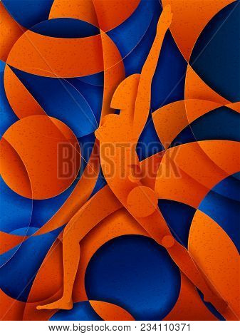 Vector Design Of People Practicing Yoga On Abstract Cubism Backhround
