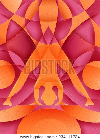 Vector Design Of People Practicing Yoga On Abstract Cubism Backhround