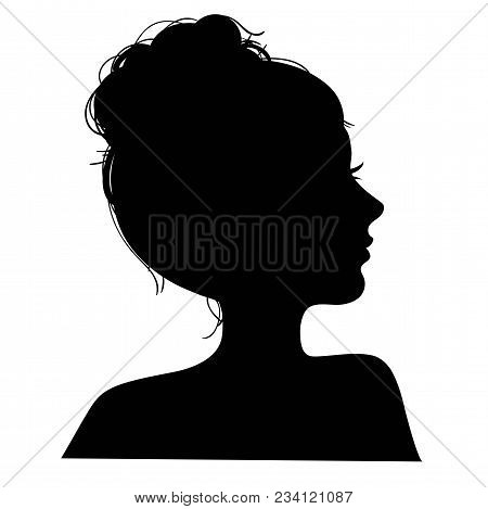 Silhouettes Head Girls. Logo And Advirtising Element. Vector Illustration