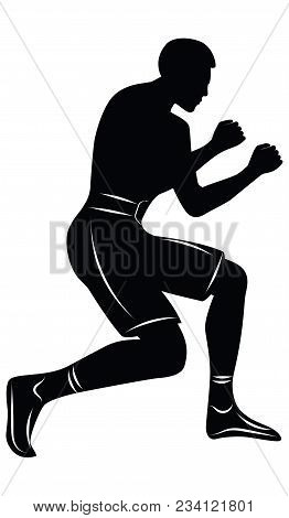 Sketch - Boxer In The Rack For Punching Hands - Isolated On White Background - Art Vector Illustrati