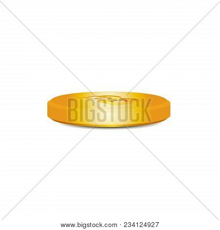 Golden Bitcoin Bunch On White Backgraund. Vector Illustration.