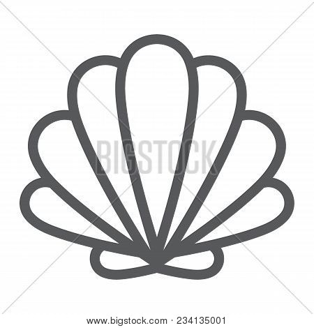 Seashell Line Icon, Animal And Underwater, Shell Sign Vector Graphics, A Linear Pattern On A White B