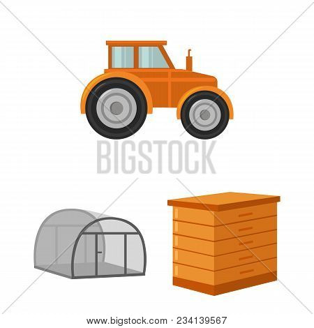 Farm And Gardening Cartoon Icons In Set Collection For Design. Farm And Equipment Vector Symbol Stoc