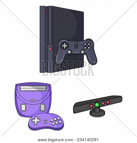 Game Console And Virtual Reality Cartoon Icons In Set Collection For Design.game Gadgets Vector Symb