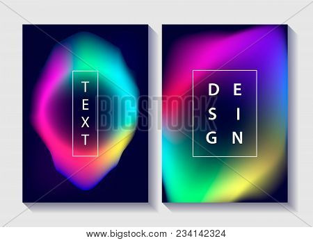 Set Of Creative Design Posters With Color Vibrant Gradient Background. Trendy Modern Design Template