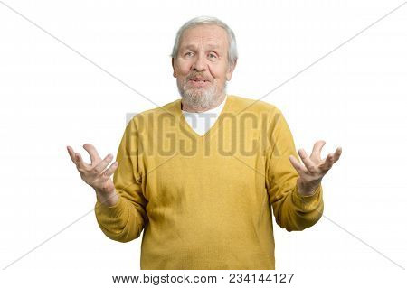 Old Man Gesturing While Speaking.