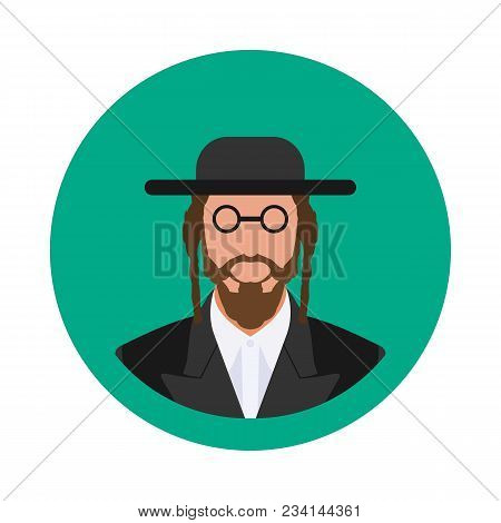 Flat Icon Is An Orthodox Jew In Vector Format