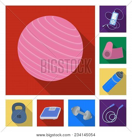 Gym And Training Flat Icons In Set Collection For Design. Gym And Equipment Vector Symbol Stock  Ill