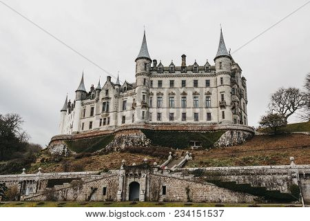 View Of Dunrobin Castle In Golspie, Scotland.