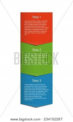 Vertical Label Made Of Three Parts Pointing Down. Eps10 Vector.