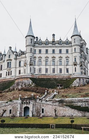 View Of Dunrobin Castle In Golspie, Scotland.