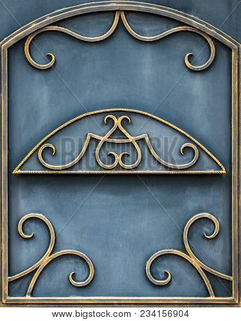 Details, And Ornaments Of Wrought Iron Fence With Gate.