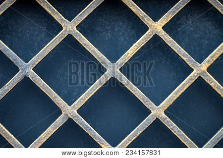 Details, And Ornaments Of Wrought Iron Fence With Gate.