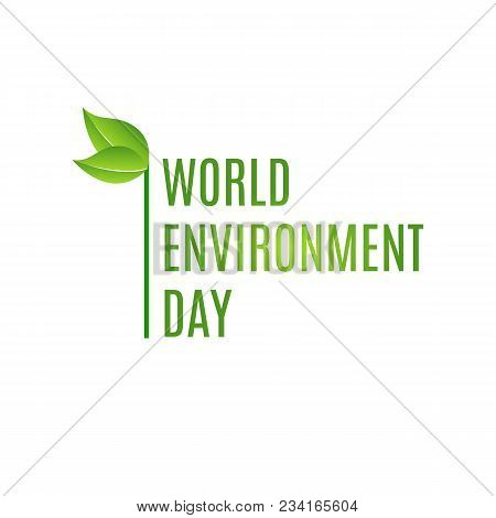 World Environment Day Logo With Green Leaves. Vector Illustration.