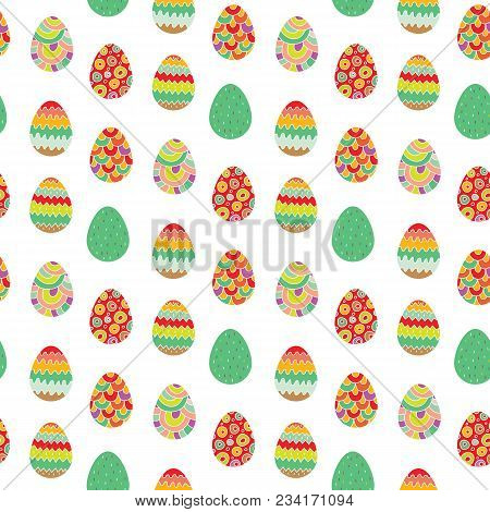 Cute Easter Seamless Pattern In Flat Style. Vector Illustration