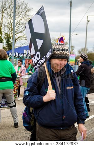 Protesters Gather Outside The Main Gate To The Awe, Aldermaston Uk