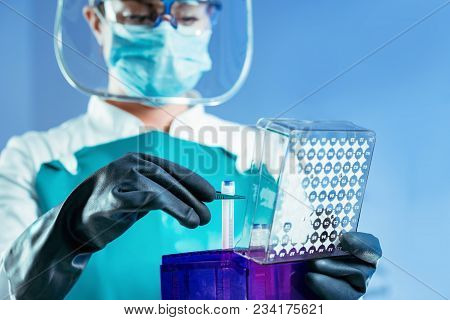 Cryonics. Scientist Working With Biological Samples