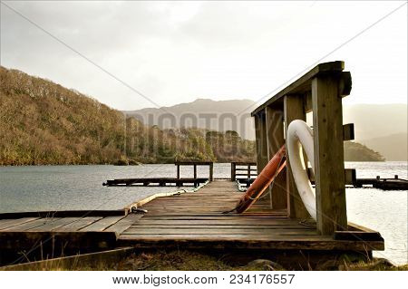 Scotland Uk, Pier At Loch Morar Highlands