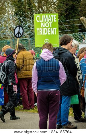 Protesters Gather Outside The Main Gate To The Awe, Aldermaston Uk
