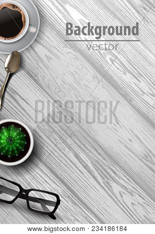 Table Top View With Glasses On White Isolated On Wooden Background Vector Could Be Used For Mockup