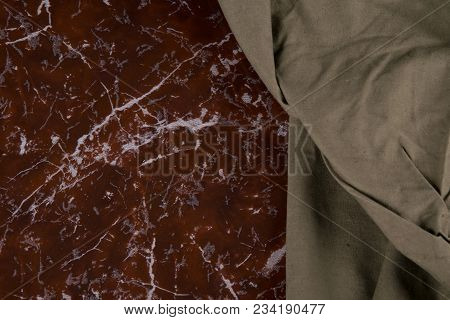 Cloth For Military Uniforms, On The Background Of A Marble Slab