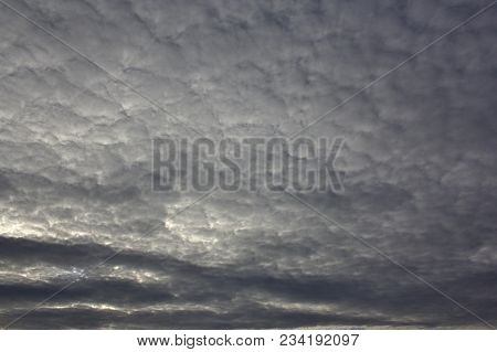 Evening Sky With Light Cirrus Clouds At Sunset