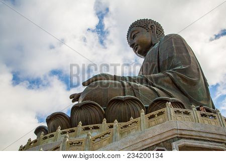 May 20, 2017. Hong Kong, China. The Enormous Tian Tan Buddha At Po Lin Monastery In Hong Kong.