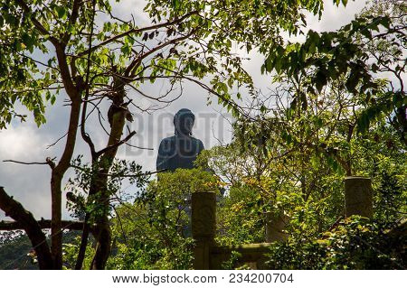 May 20, 2017. Hong Kong, China. The Enormous Tian Tan Buddha At Po Lin Monastery In Hong Kong.