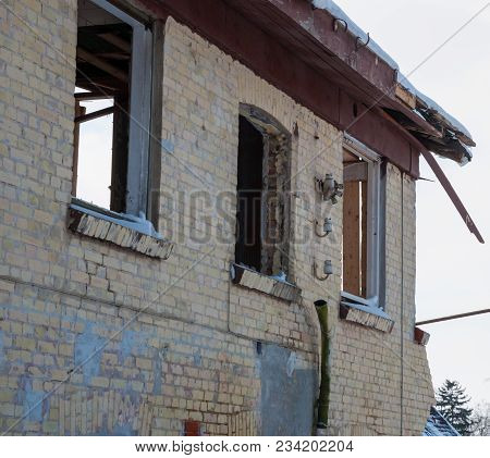 Demolition Of An Old Building On The Danish Countryside