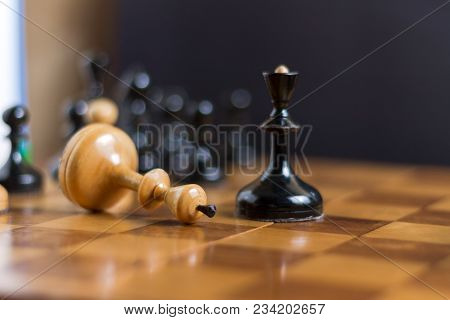 Chess Game. Chess King Is Checkmated, Chess Game Over
