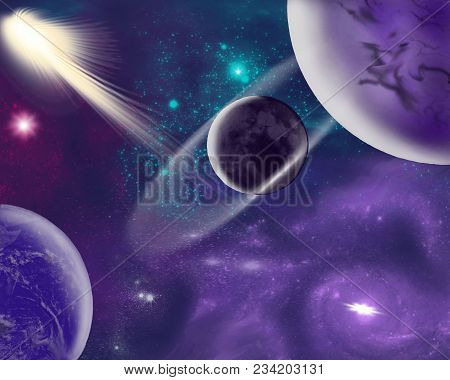 Mysterious Planets In Unexplored And Fascinating Galaxies.planets And Galaxies.