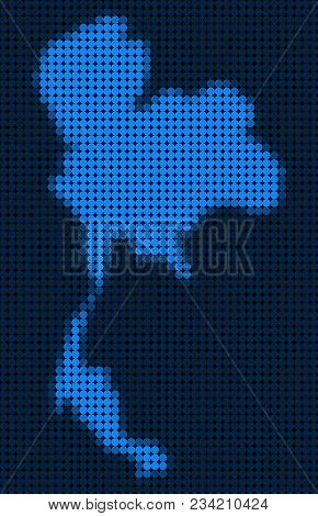 Dotted Pixel Thailand Map. Vector Geographic Map In Blue Colors. Vector Composition Of Thailand Map 