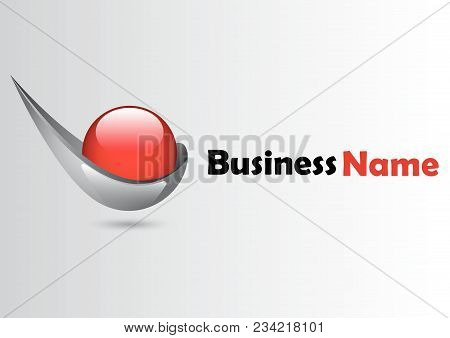 Business Logo Red Ball Above Object With Steel Effect