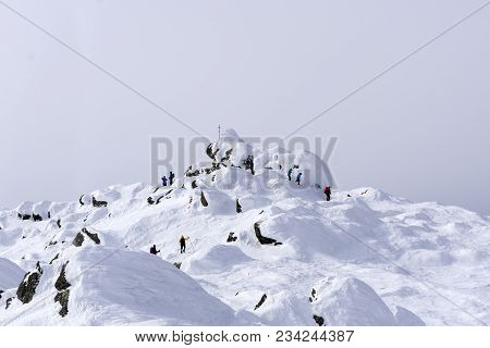 Group Of Mountaineers Reached The Top Of Mount Konzhakovskiy Kamen  - A  