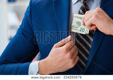 Businessman receiving his salary and bonus