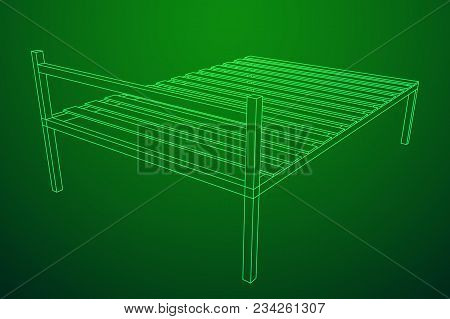 Base Orthopedic Bed Wireframe Low Poly Mesh Vector Illustration.