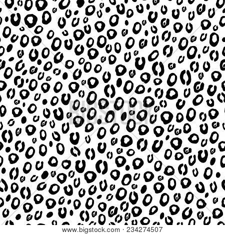Seamless Repeating Vector Background Of Black Leopard Spots On White.