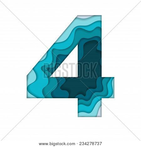 Nimber Four Silhouette With Cut Paper Waves Blue Colors