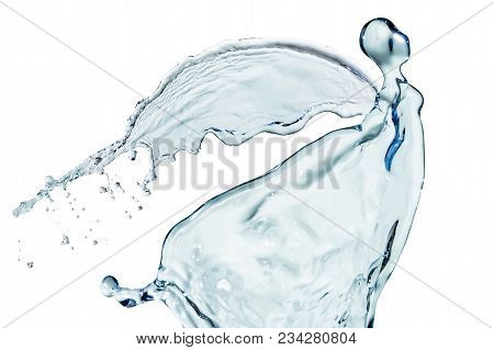 Water Angel Ballet On White Background Pure Water Flow