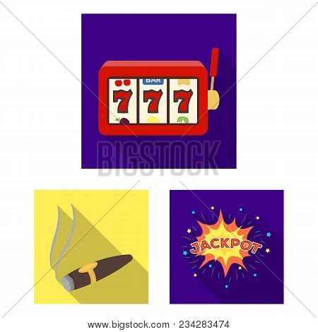 Casino And Gambling Flat Icons In Set Collection For Design. Casino And Equipment Vector Symbol Stoc