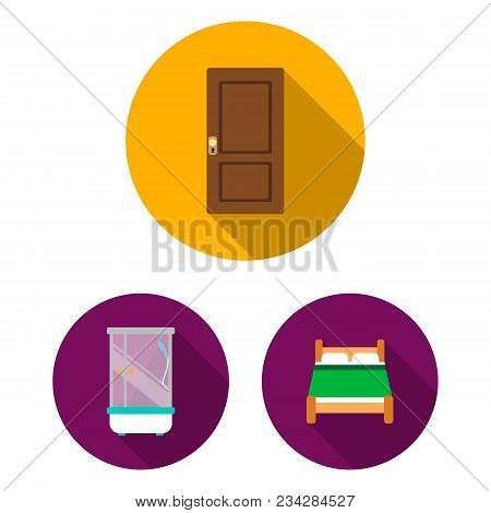 Furniture And Interior Flat Icons In Set Collection For Design.home Furniture Vector Symbol Stock  I