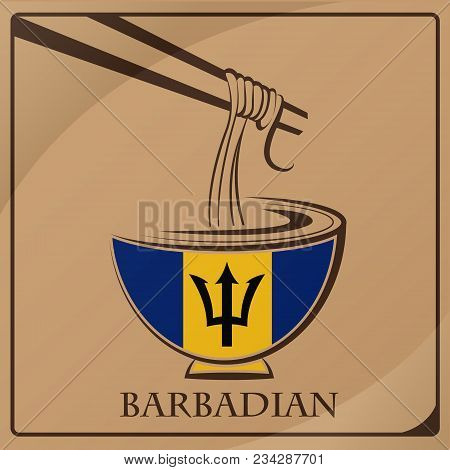 Noodle Logo Made From The Flag Of Barbadian