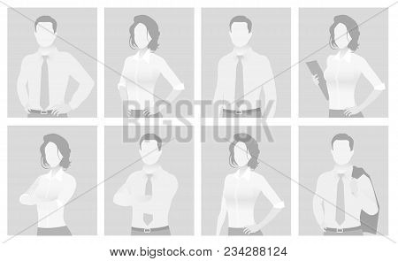 Default Placeholder Man And Woman Half-length Portrait Photo Avatar. Businessman And Businesswoman G