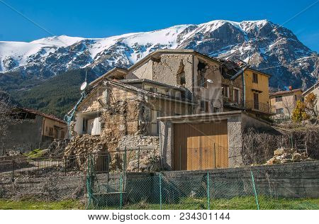 Pretare: Destroyed Village At The Foot Of The Vettore Mountain