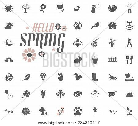 Hello Spring Icon. Spring Vector Illustration Icon Set
