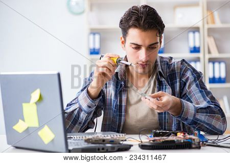 Computer hardware repair and fixing concept by experienced techn