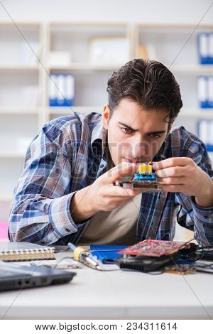 Computer hardware repair and fixing concept by experienced techn