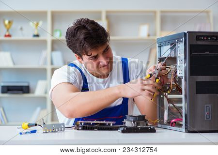 Computer hardware repair and fixing concept by experienced techn
