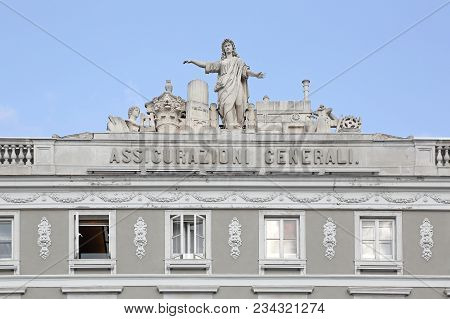 Trieste, Italy - October 13, 2014: Assicurazioni Generali Insurance Company Building In Trieste, Ita